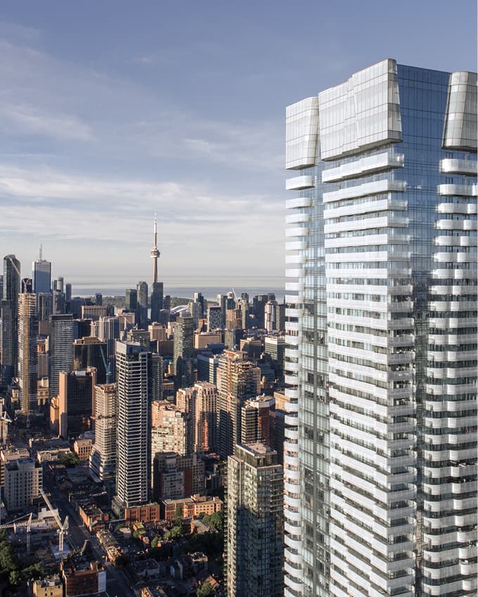 Overview of One Bloor's exterior designs providing unparalleled views of the surrounding cityscape